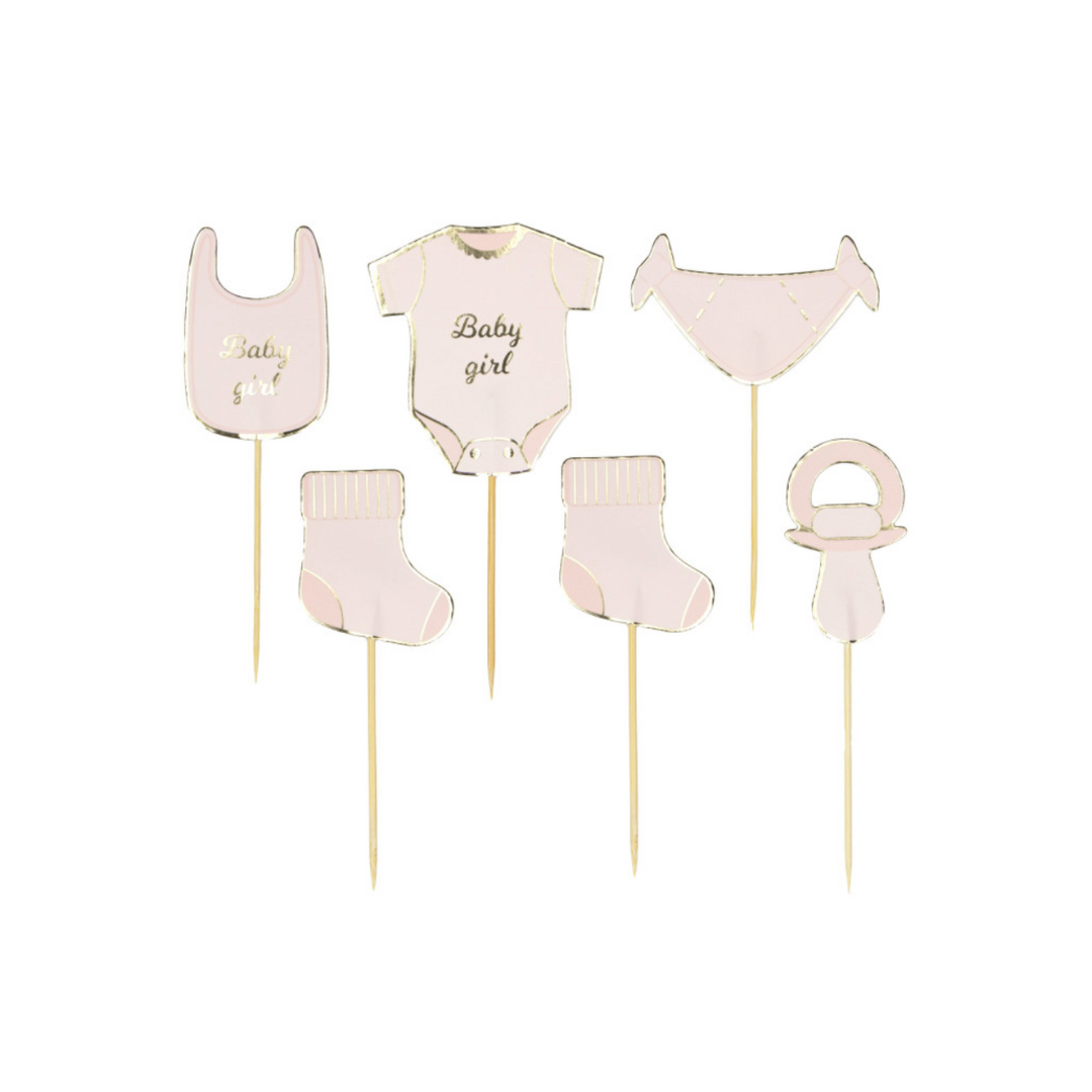 Set de 6 décorations baby girl pour gateaux