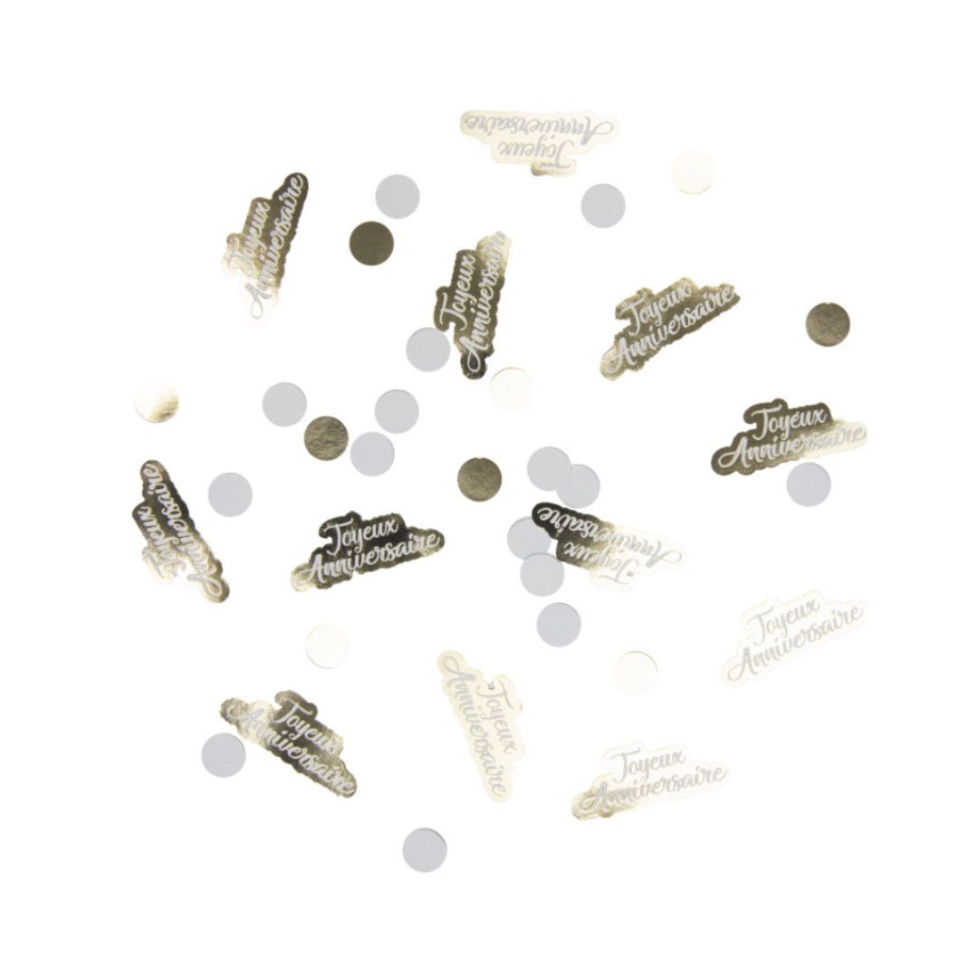 Confettis de table joyeux anniversaire or