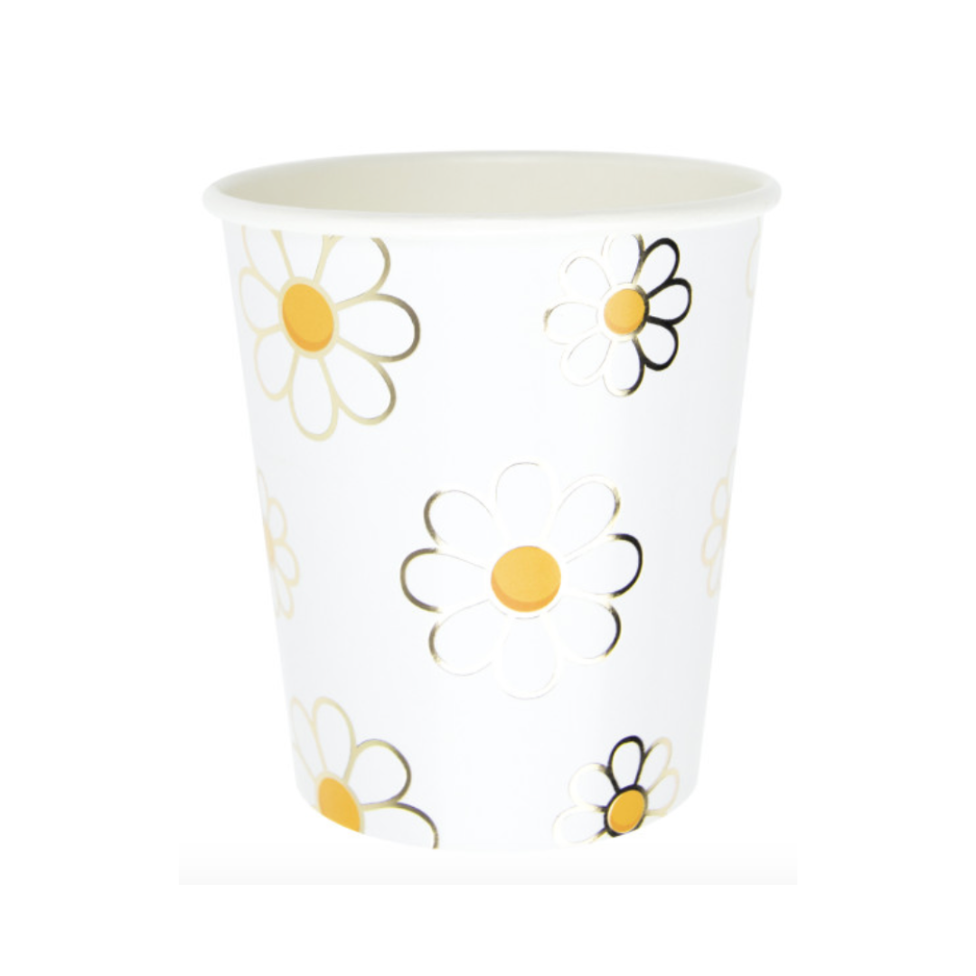 8 gobelets en carton Marguerite Hippy party