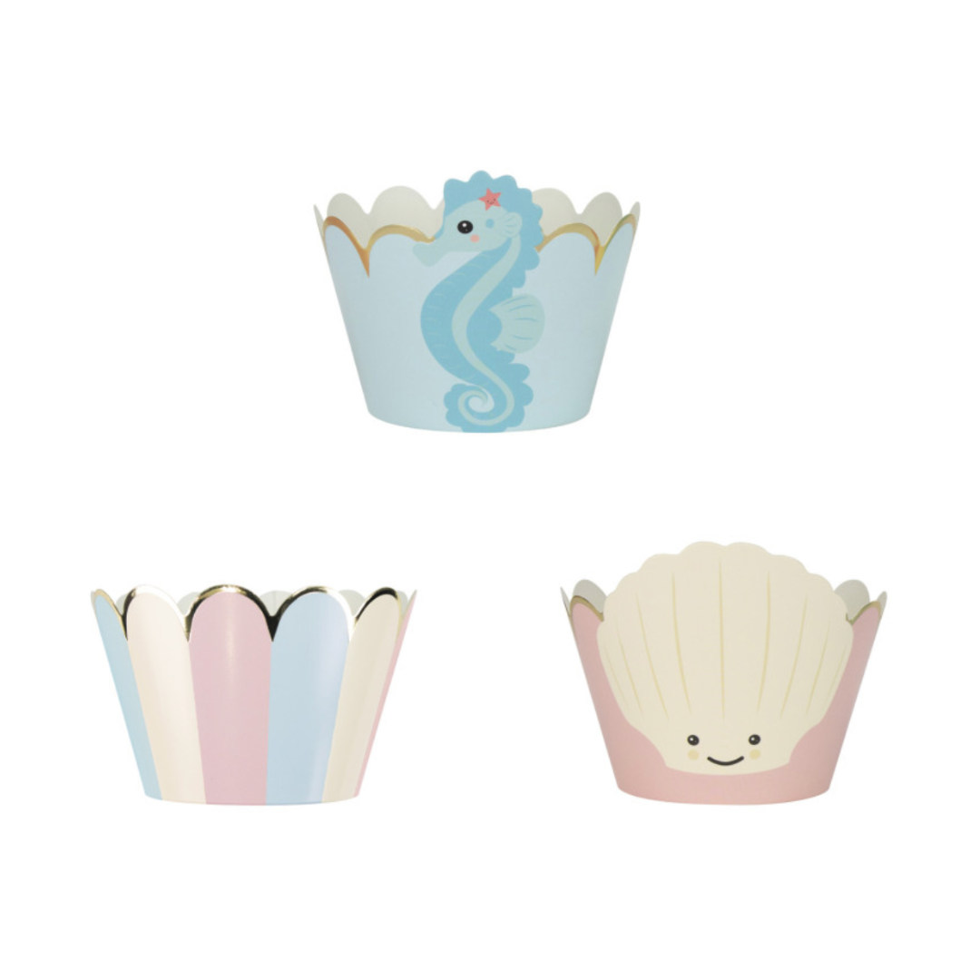 Set de 6 emballages décoratifs cupcakes sirène