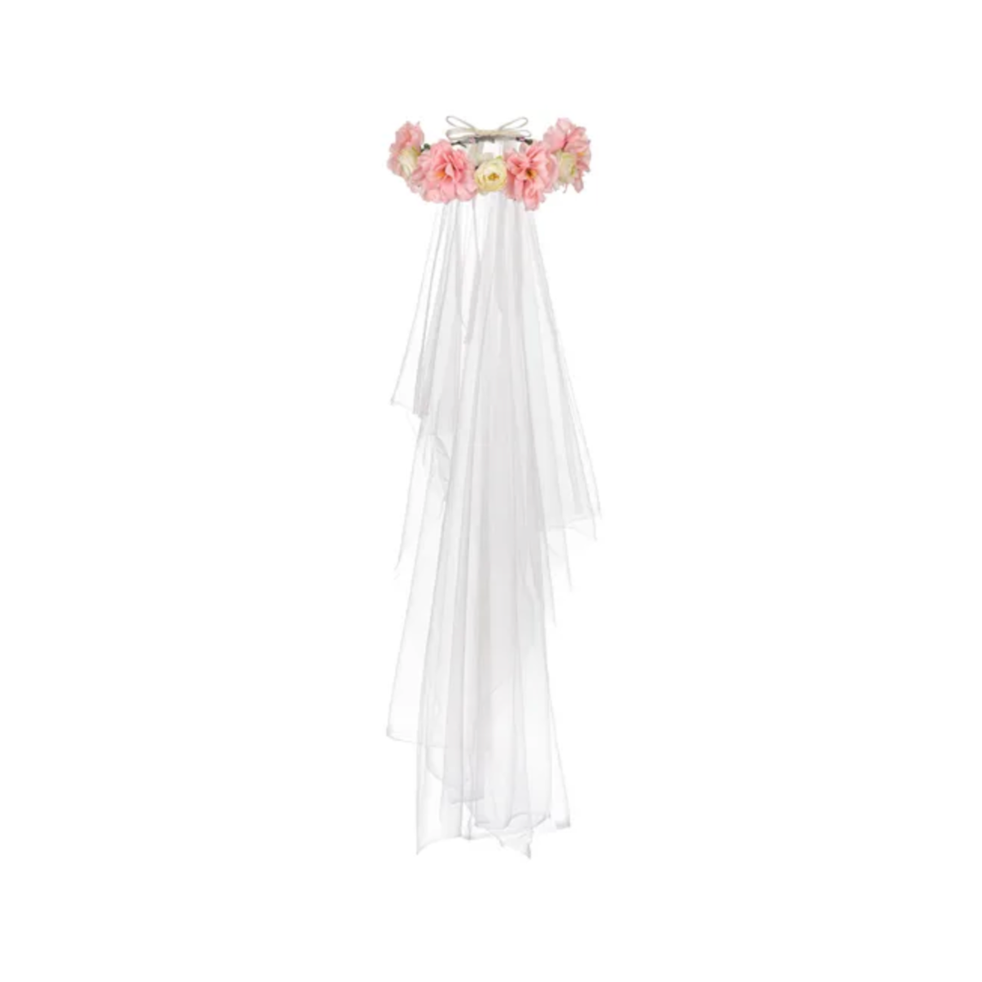 Couronne de fleurs avec voile - 17cm