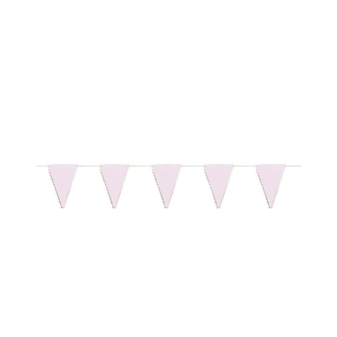 Guirlande fanions festonnes rose pastel et or - 3m