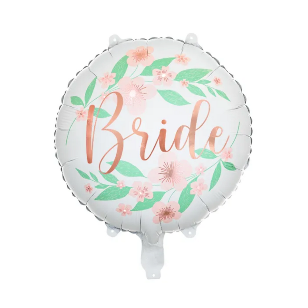 Ballon en aluminium Bride avec fleurs - 45cm