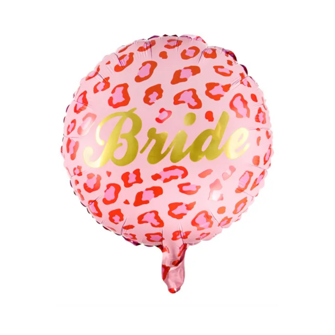 Ballon en aluminium Bride rose avec motif léopard rouge - 45cm