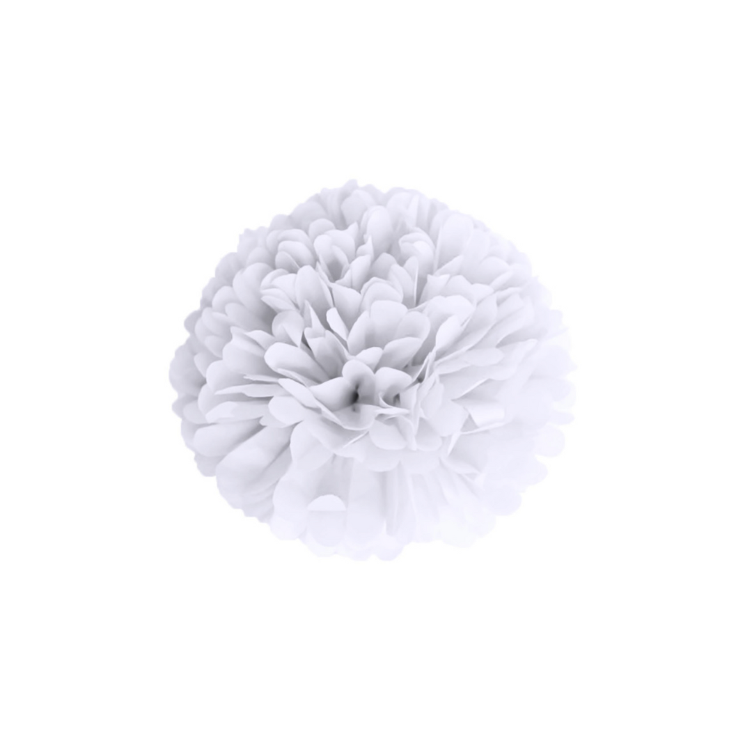 Pompon satin 15cm blanc
