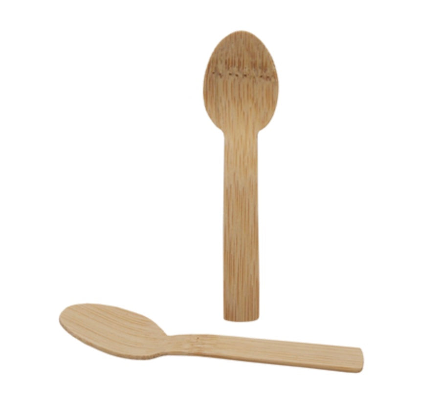 10 mini cuillères en bambou - 9 cm