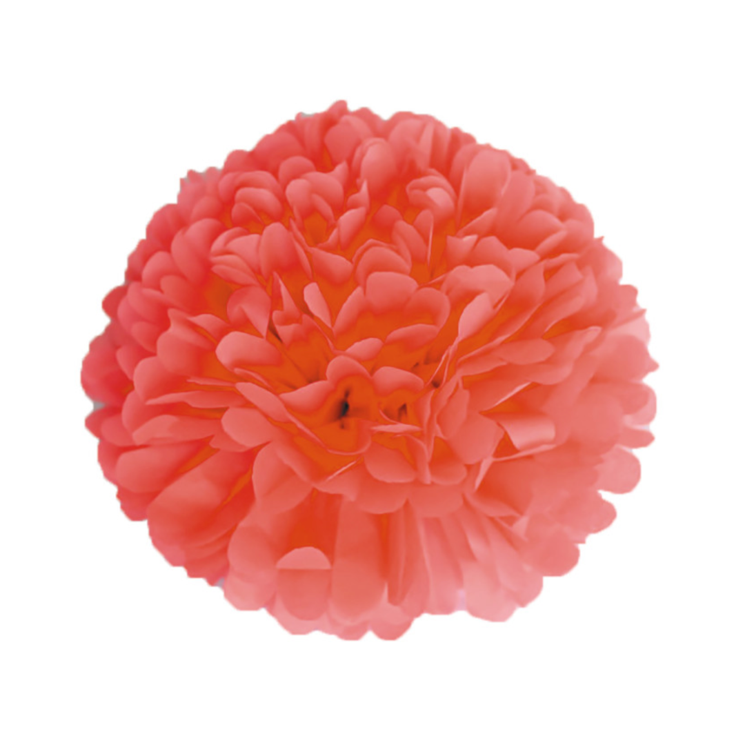 Pompon satin 40cm corail