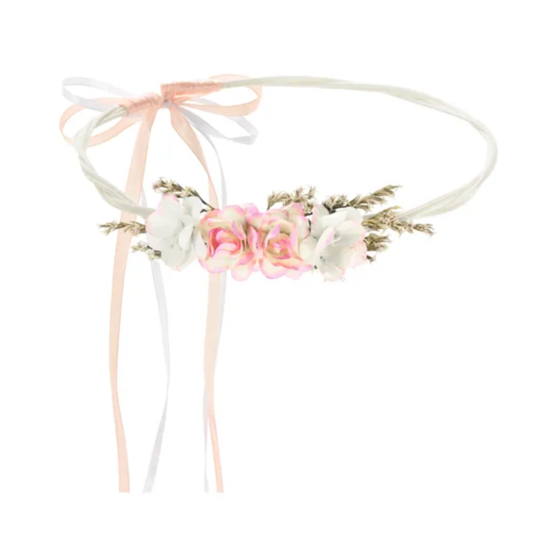 Couronne de fleurs rose  - 18cm