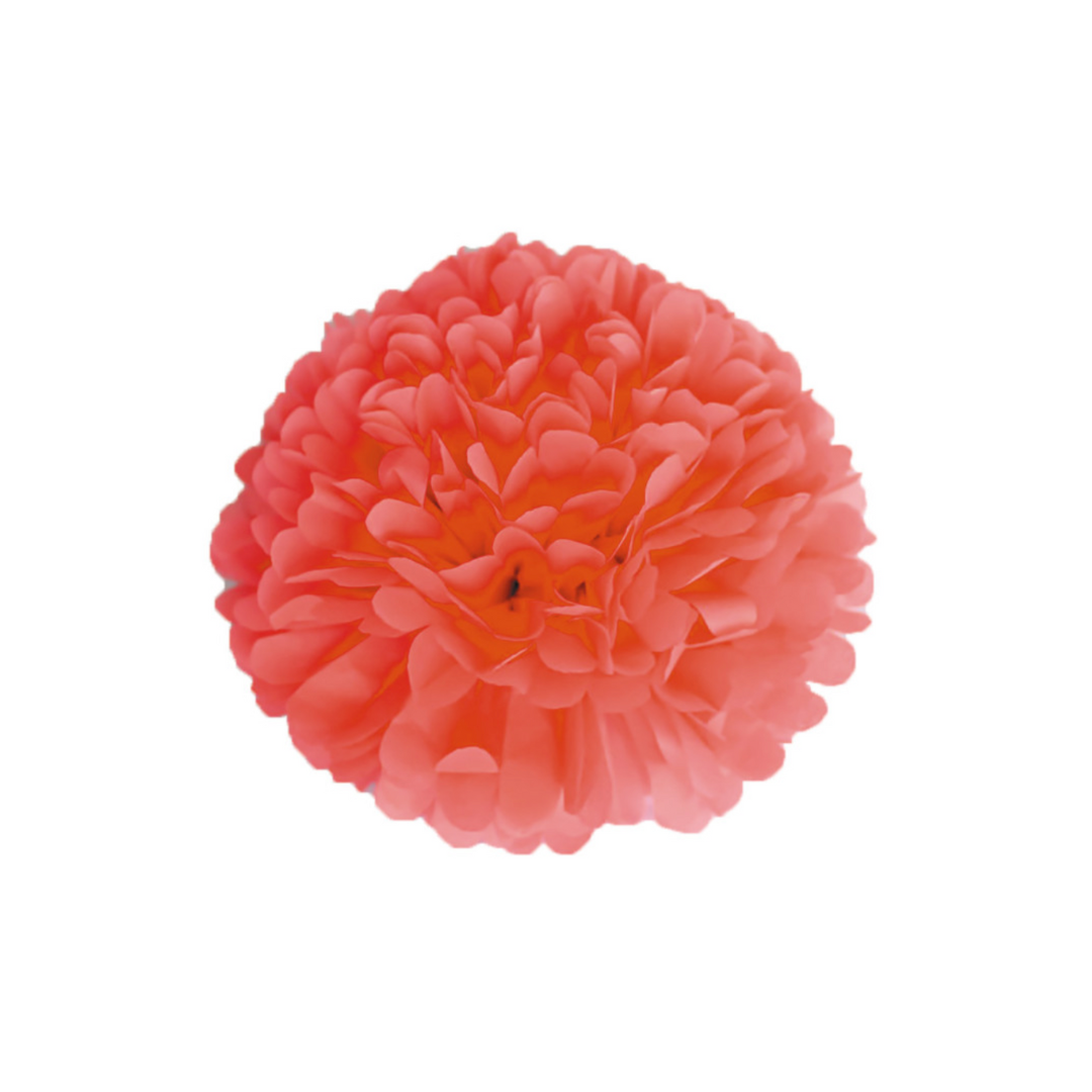 Pompon satin 15cm corail