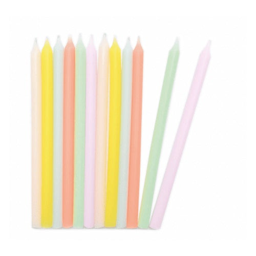 12 bougies d'anniversaire longues pastel