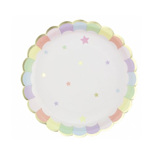 8 assiettes en carton multicolore