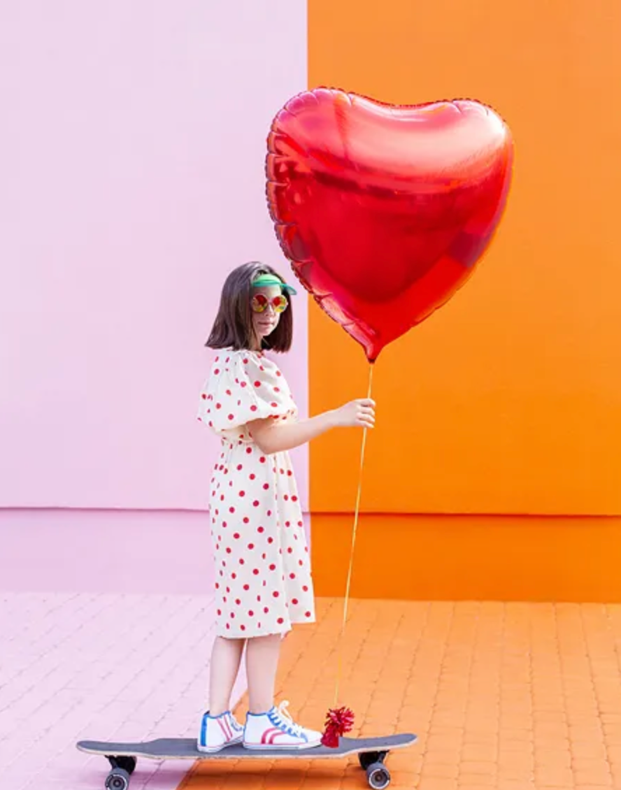 Ballon rouge en Mylar coeur - 72X73 cm