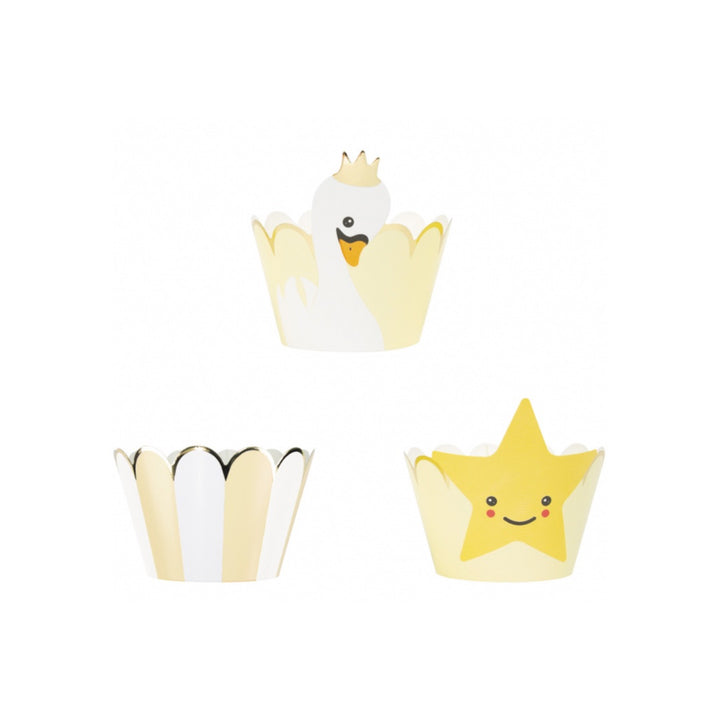 Set de 6 emballages décoratifs cupcakes cygne